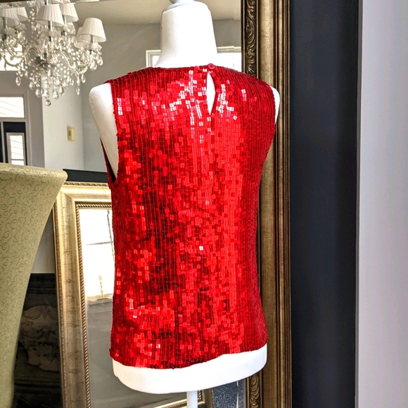 GORGEOUS RED SEQUIN PARTY TOP - Picture 9 of 9